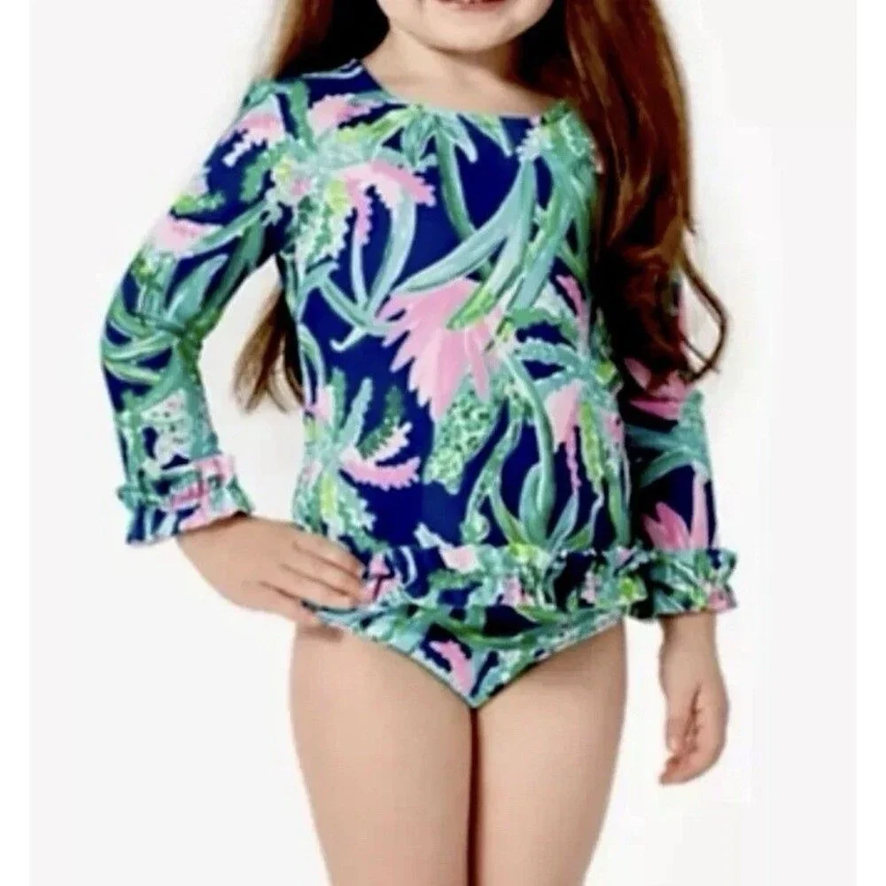 Lilly Pulitzer Margo UPF 50 Rashguard 2-piece Set Macaw Blue Sweet Escape Girl 2